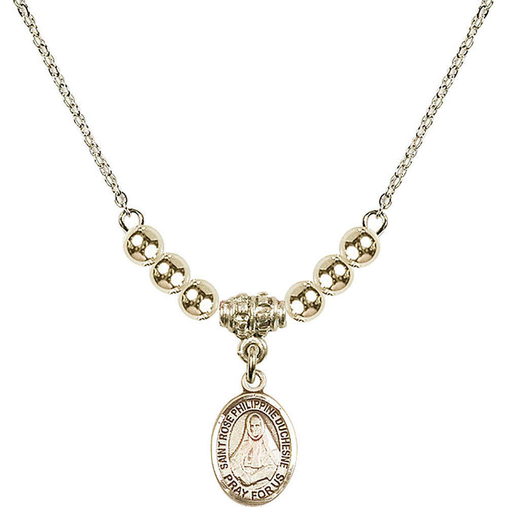 14kt Gold Filled Saint Rose Philippine Duchesne Birthstone Necklace with Gold Filled Beads - 9371