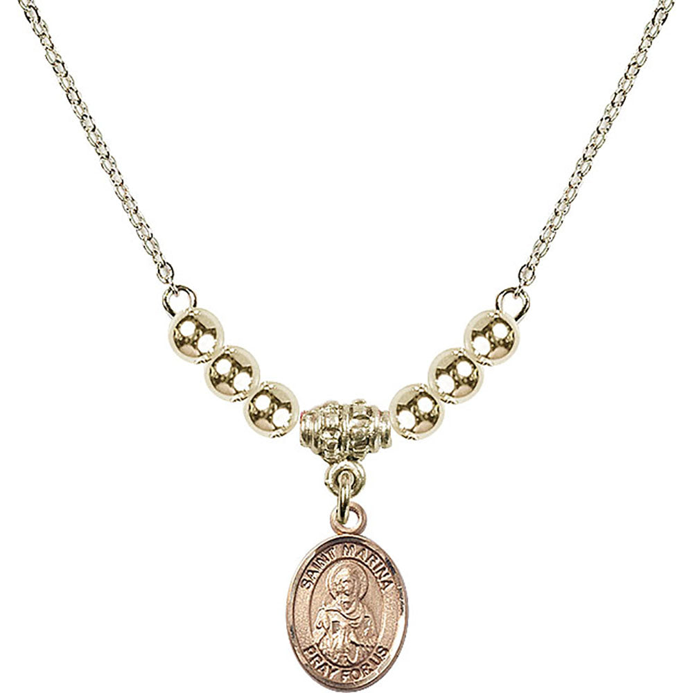14kt Gold Filled Saint Marina Birthstone Necklace with Gold Filled Beads - 9379