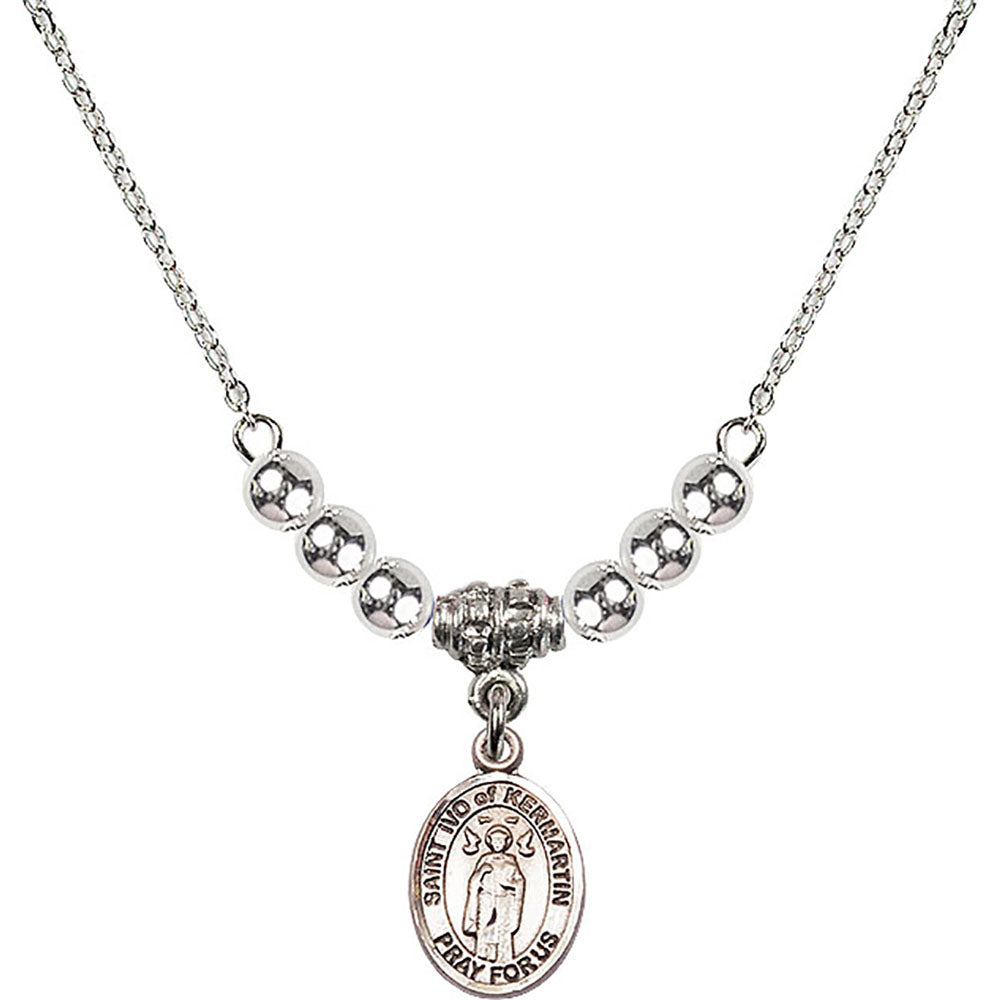 Sterling Silver Saint Ivo of Kelmartin Birthstone Necklace with Sterling Silver Beads - 9384