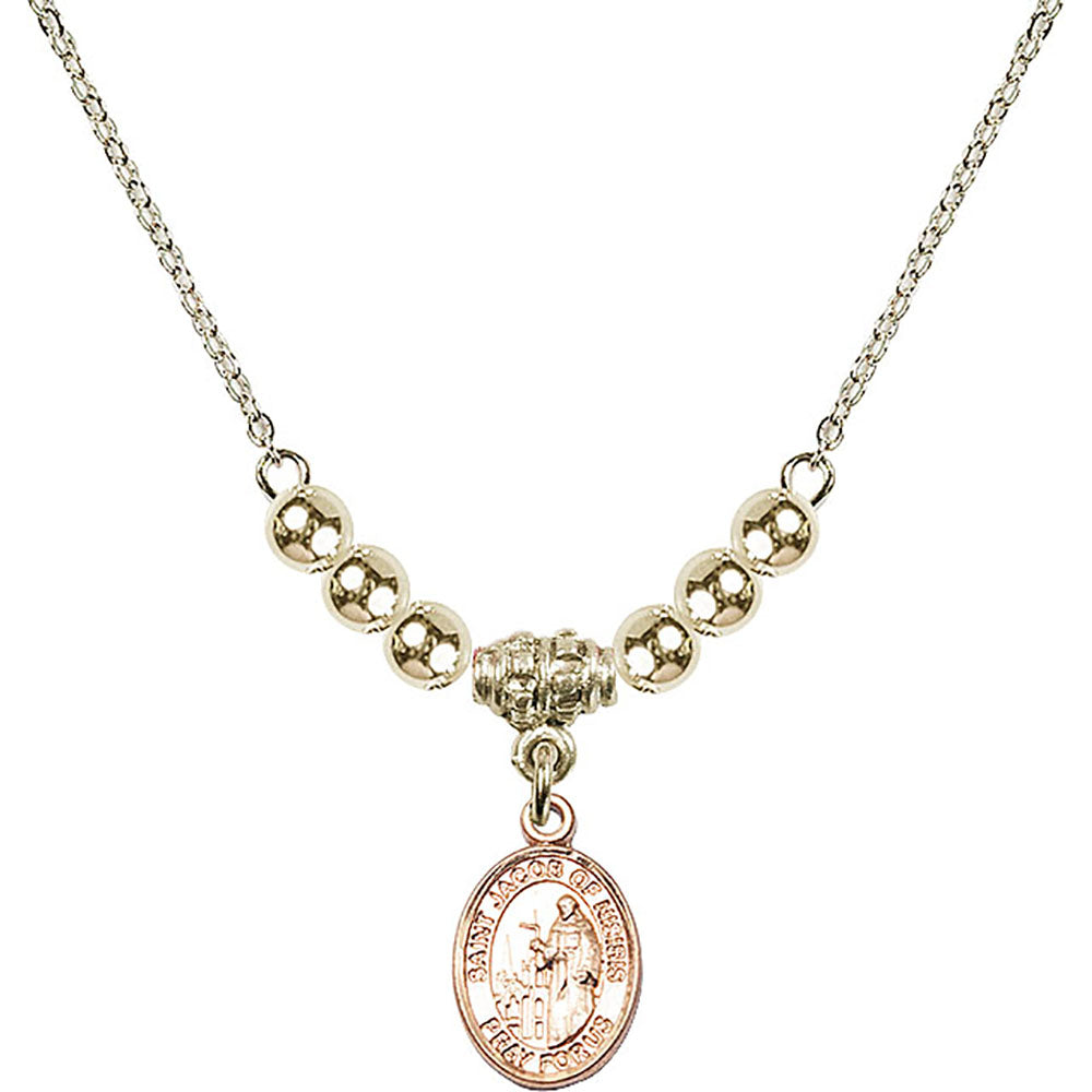 14kt Gold Filled Saint Jacob of Nisibis Birthstone Necklace with Gold Filled Beads - 9392
