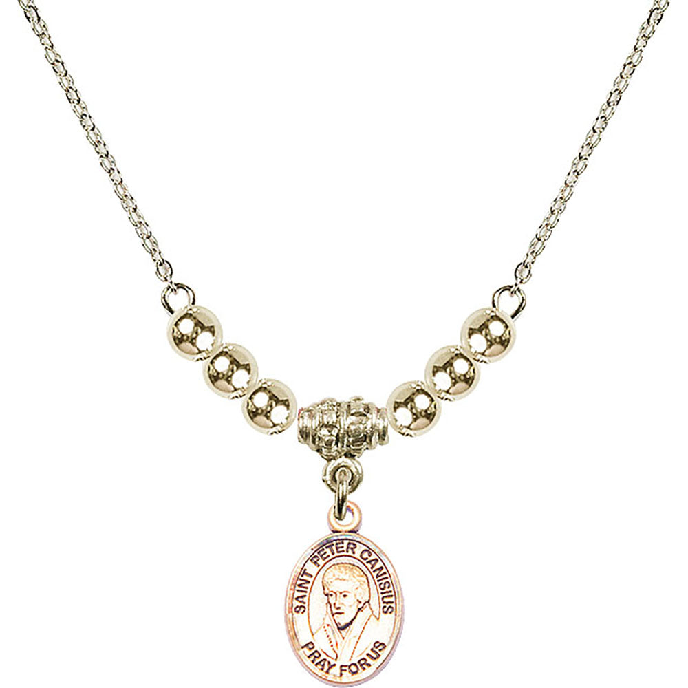 14kt Gold Filled Saint Peter Canisius Birthstone Necklace with Gold Filled Beads - 9393