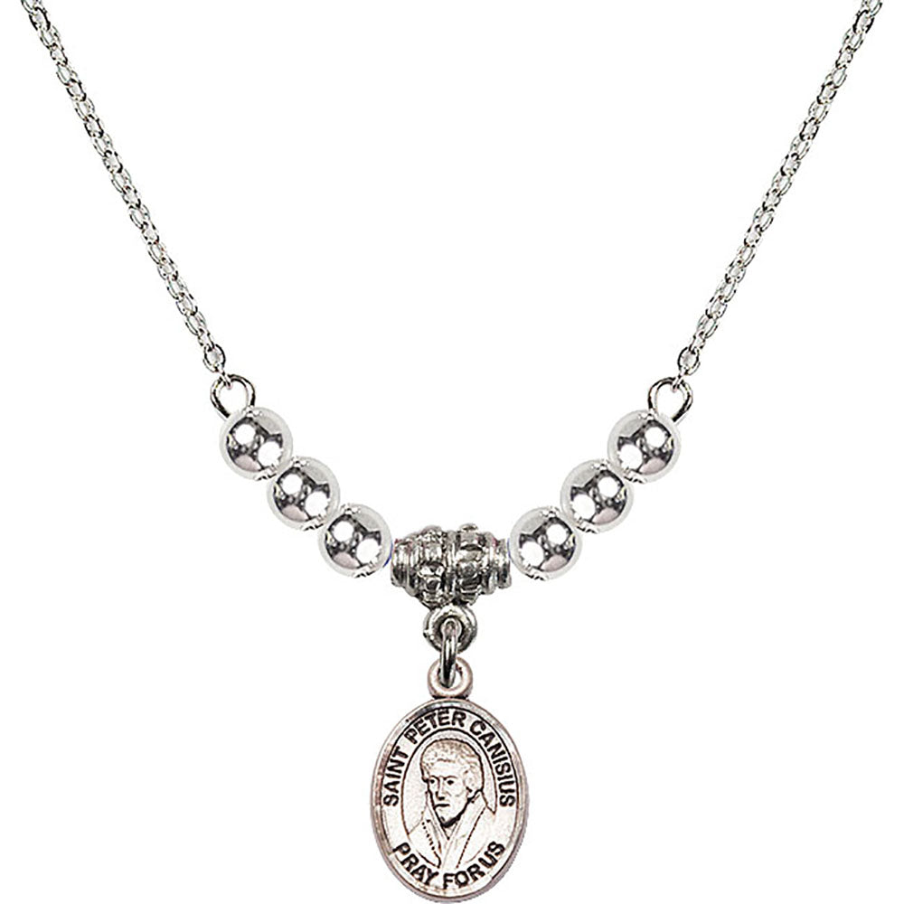 Sterling Silver Saint Peter Canisius Birthstone Necklace with Sterling Silver Beads - 9393