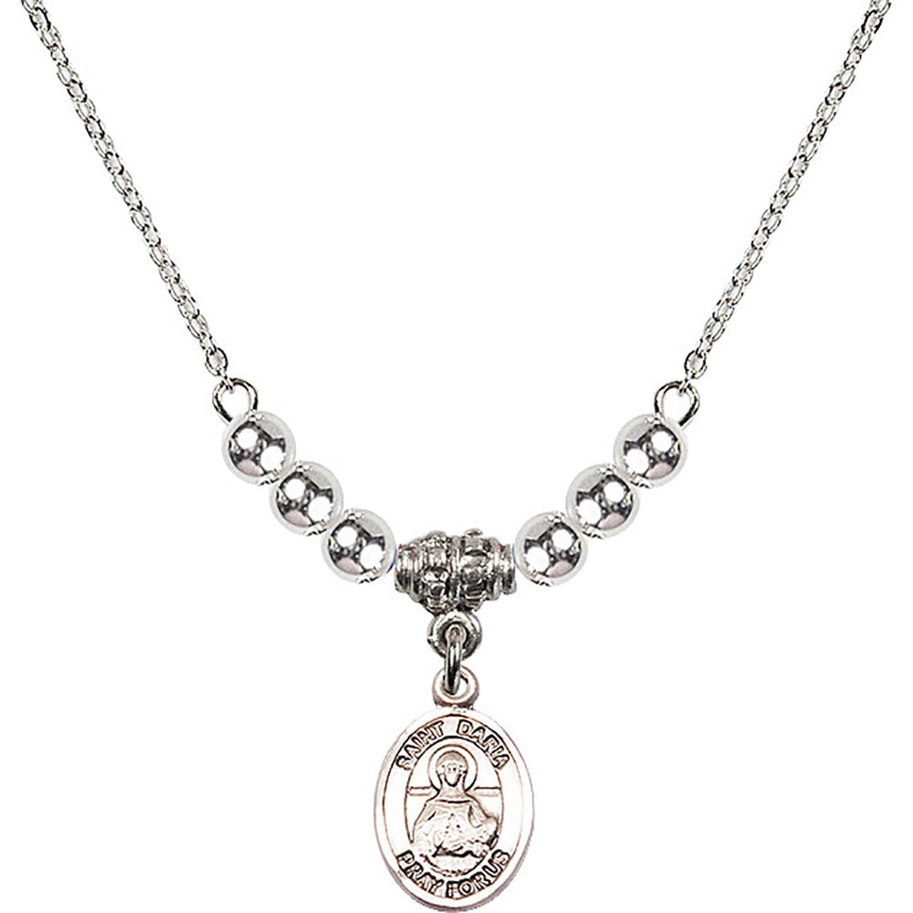 Sterling Silver Saint Daria Birthstone Necklace with Sterling Silver Beads - 9396