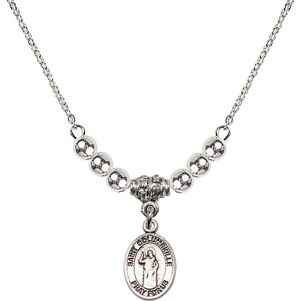 Sterling Silver Saint Columbkille Birthstone Necklace with Sterling Silver Beads - 9399