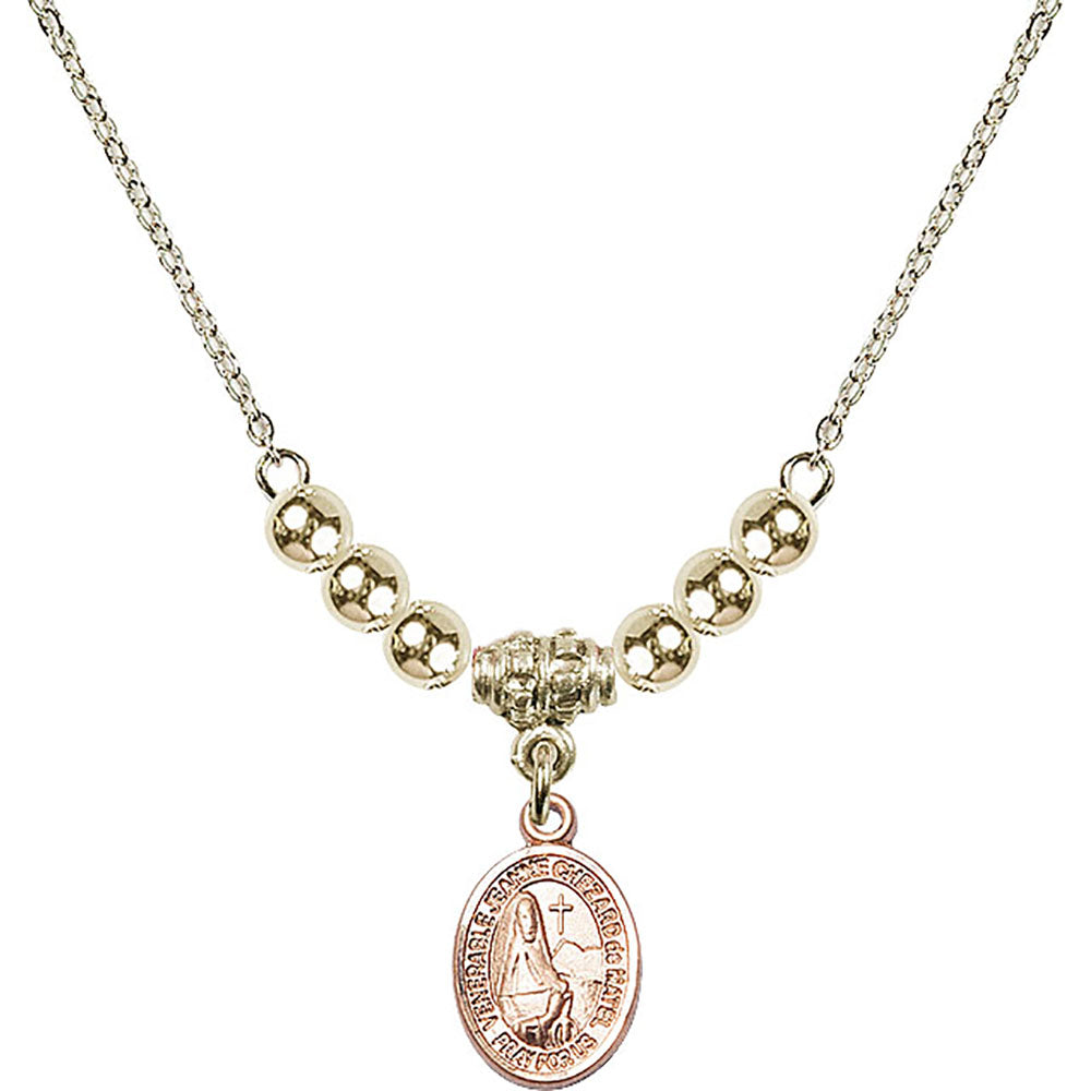 14kt Gold Filled Saint Jeanne Chezard de Matel Birthstone Necklace with Gold Filled Beads - 9401