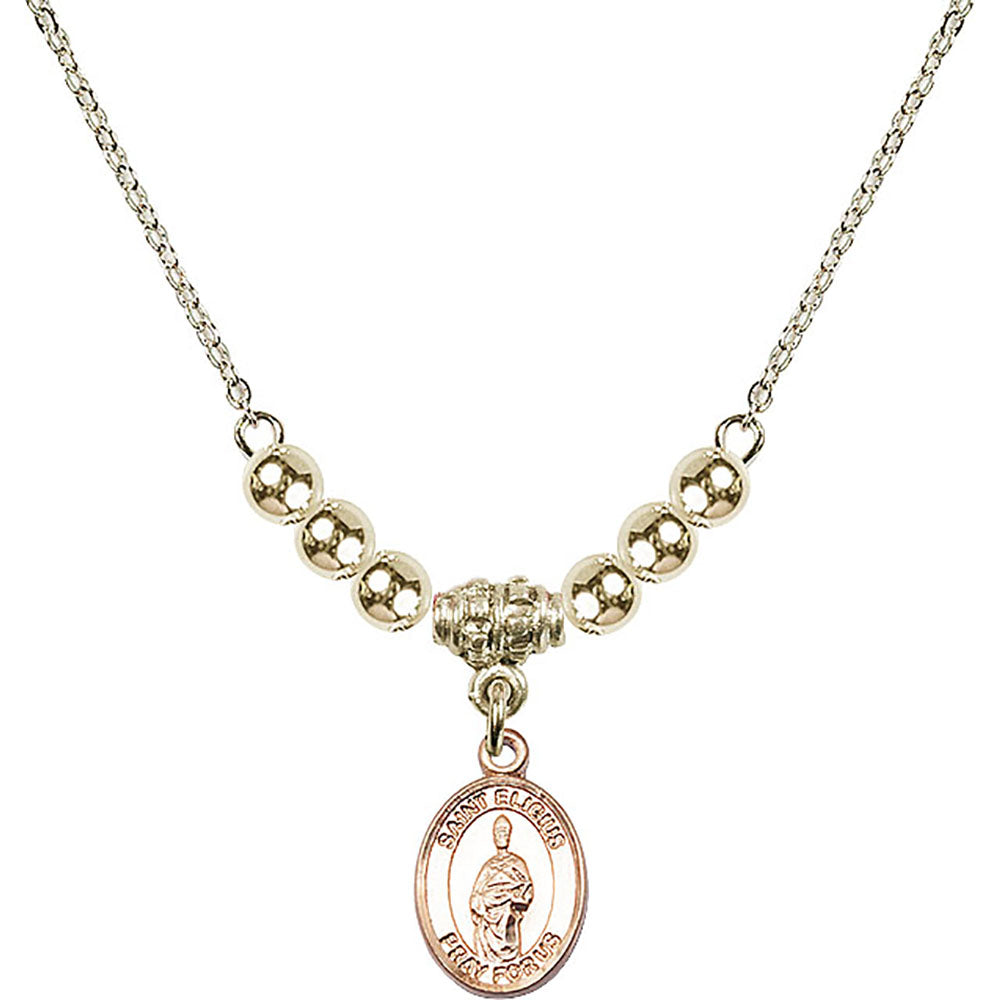 14kt Gold Filled Saint Eligius Birthstone Necklace with Gold Filled Beads - 9402