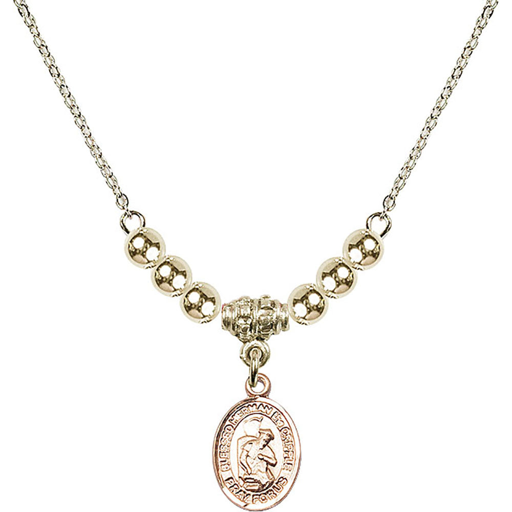 14kt Gold Filled Blessed Herman the Cripple Birthstone Necklace with Gold Filled Beads - 9403