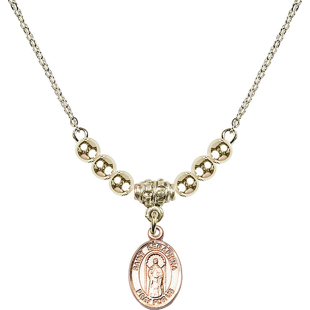 14kt Gold Filled Saint Seraphina Birthstone Necklace with Gold Filled Beads - 9405