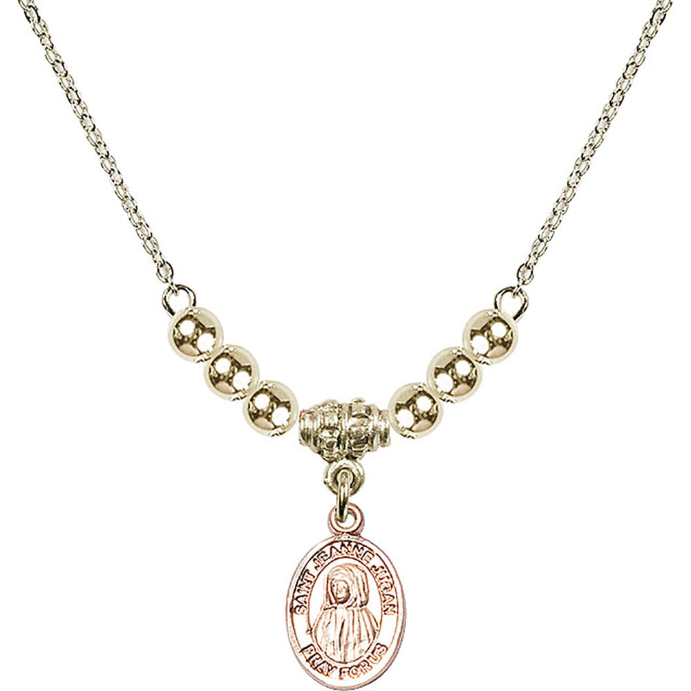 14kt Gold Filled Saint Jeanne Jugan Birthstone Necklace with Gold Filled Beads - 9409