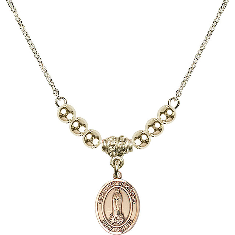 14kt Gold Filled Our Lady of Kibeho Birthstone Necklace with Gold Filled Beads - 9414