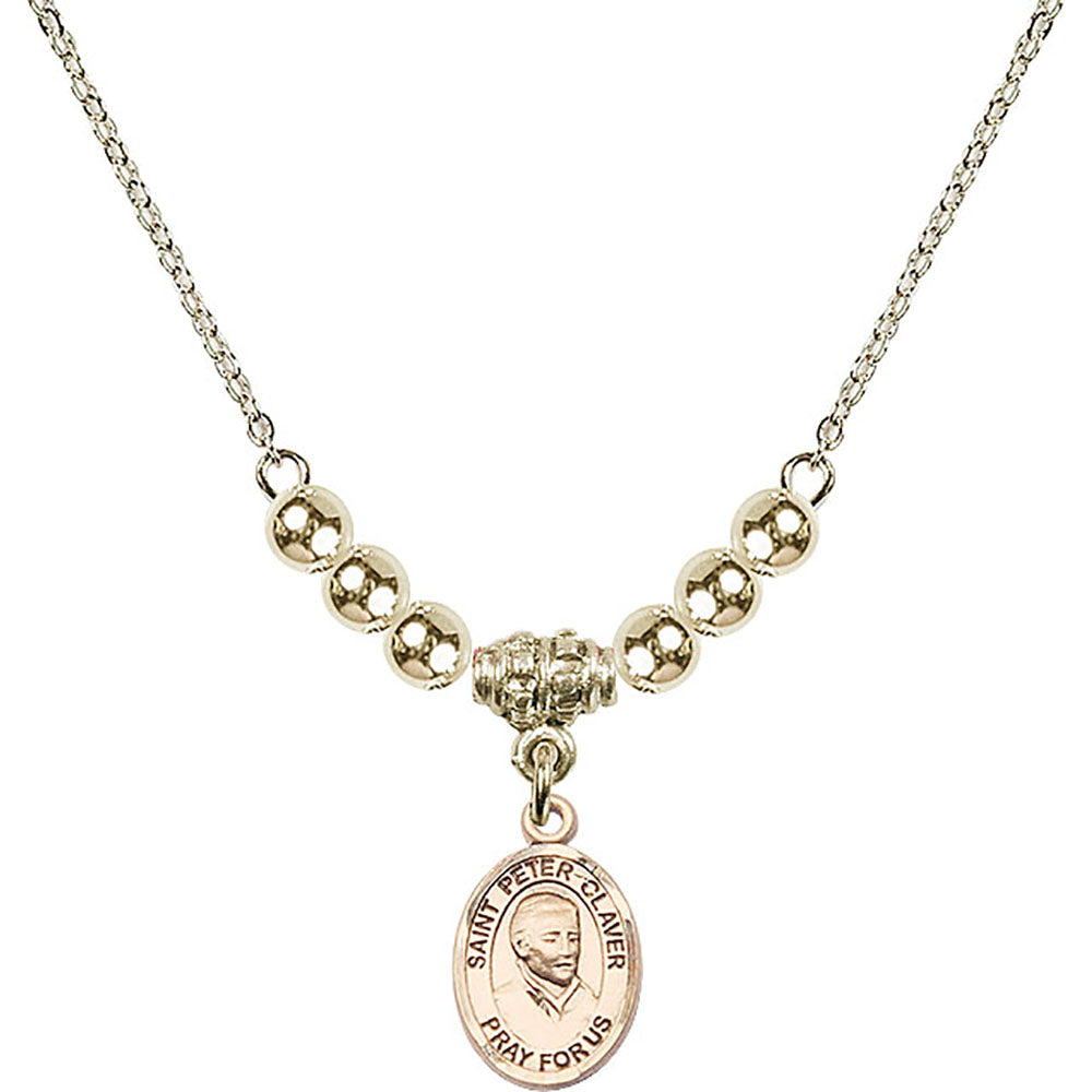 14kt Gold Filled Saint Peter Claver Birthstone Necklace with Gold Filled Beads - 9442