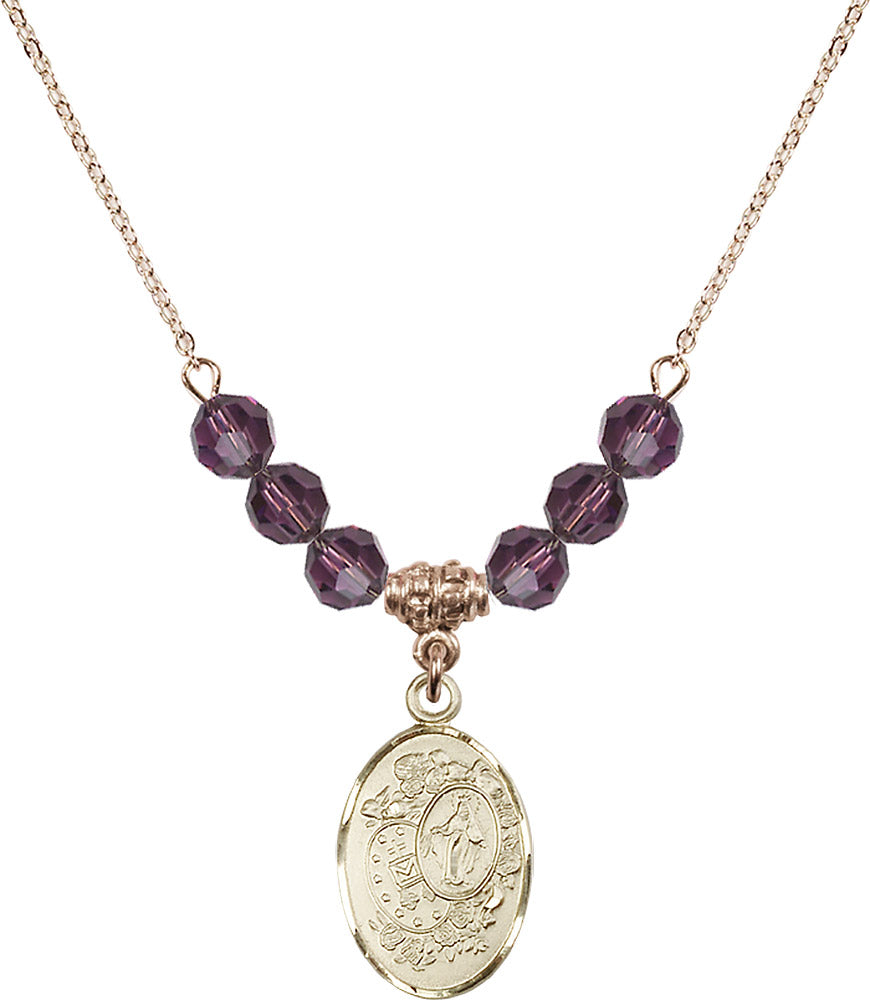 14kt Gold Filled Miraculous Birthstone Necklace with Amethyst Beads - 5682