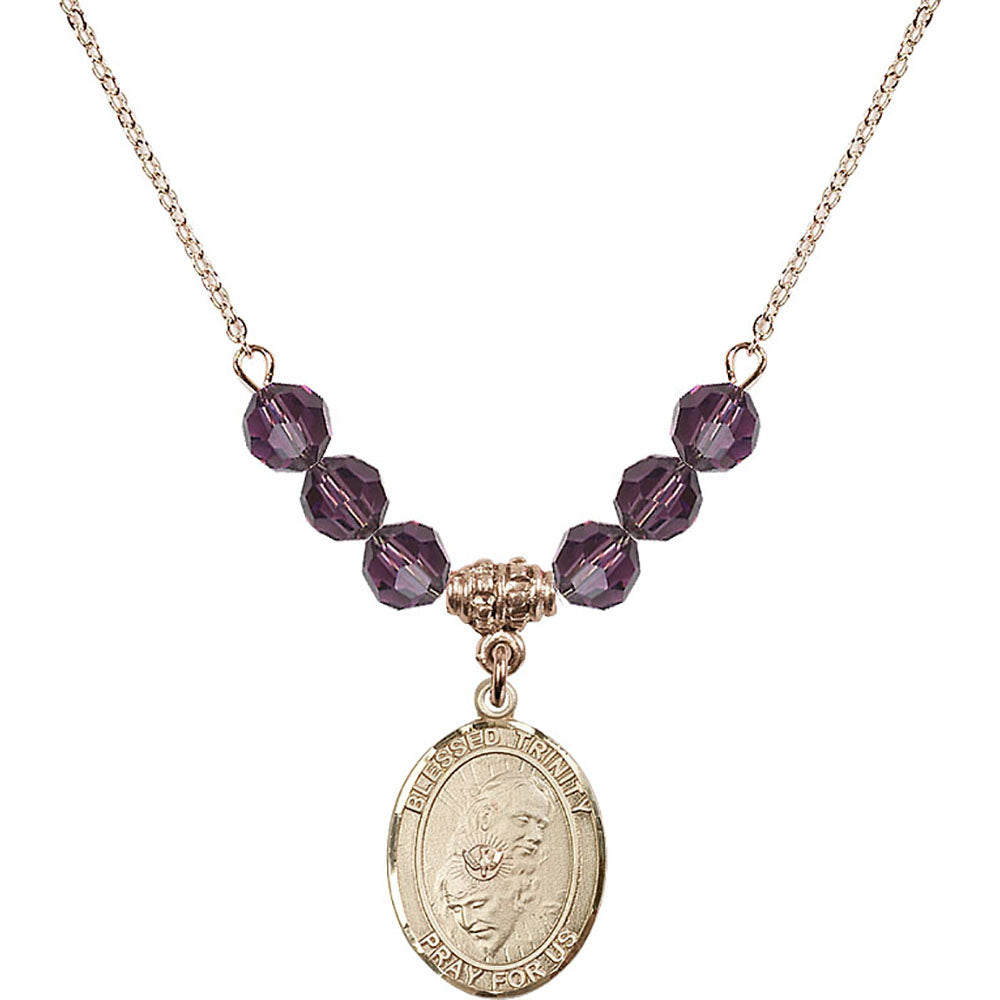 14kt Gold Filled Blessed Trinity Birthstone Necklace with Amethyst Beads - 8249