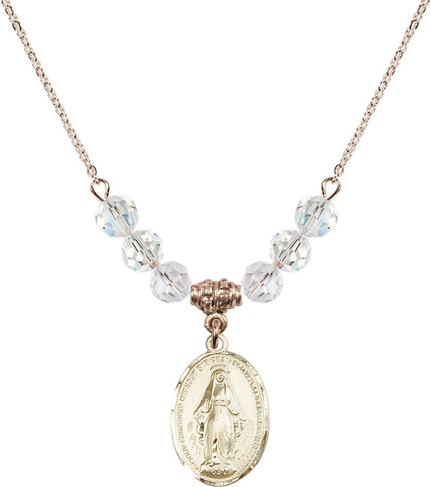 14kt Gold Filled Miraculous Birthstone Necklace with Crystal Beads - 0015