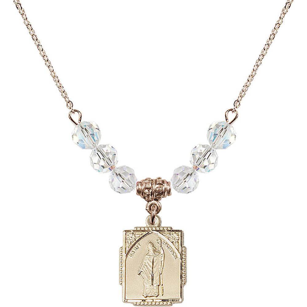 14kt Gold Filled Saint Patrick Birthstone Necklace with Crystal Beads - 0804