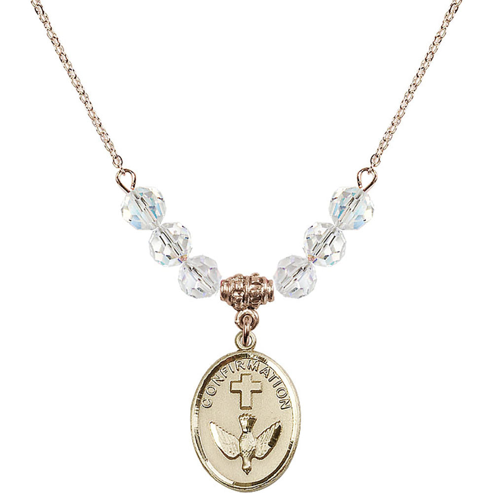 14kt Gold Filled Confirmation Birthstone Necklace with Crystal Beads - 0873