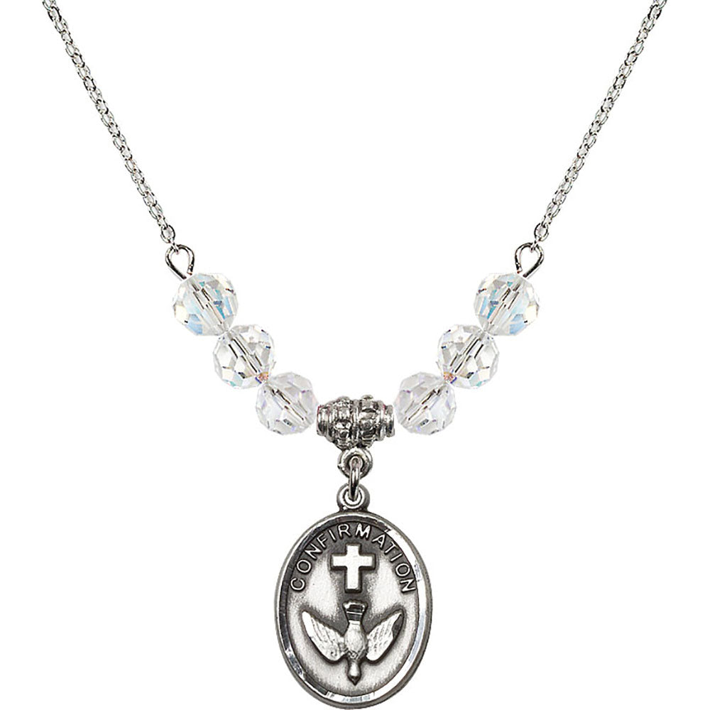 Sterling Silver Confirmation Birthstone Necklace with Crystal Beads - 0873