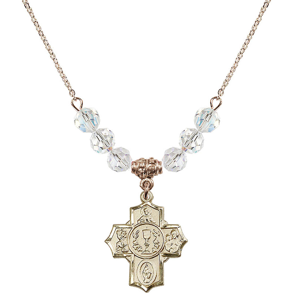 14kt Gold Filled Communion/5-Way Birthstone Necklace with Crystal Beads - 2004