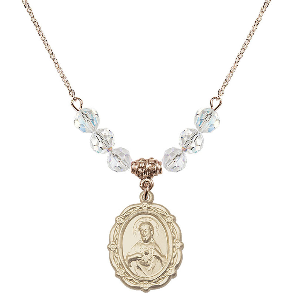 14kt Gold Filled Scapular Birthstone Necklace with Crystal Beads - 4146