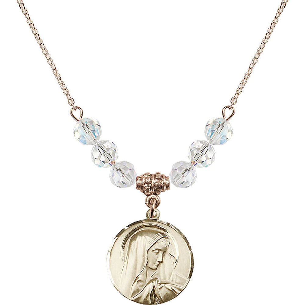 14kt Gold Filled Sorrowful Mother Birthstone Necklace with Crystal Beads - 4249