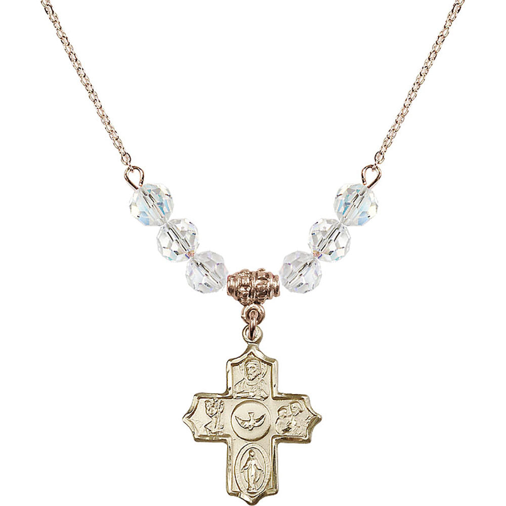 14kt Gold Filled 5-Way Birthstone Necklace with Crystal Beads - 4255