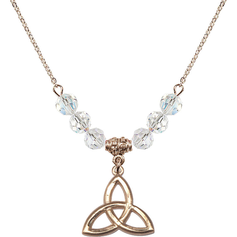 14kt Gold Filled Trinity Irish Knot Birthstone Necklace with Crystal Beads - 5101