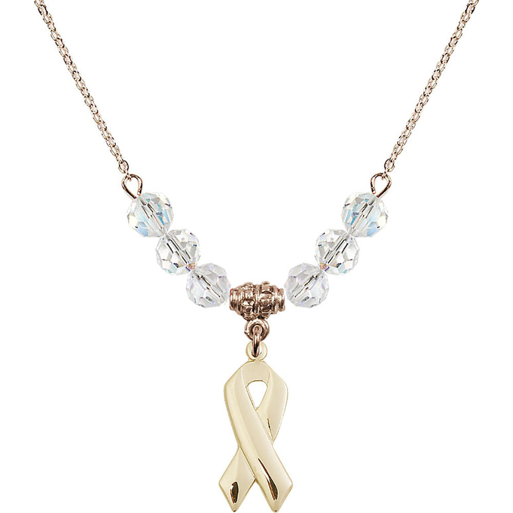 14kt Gold Filled Cancer Awareness Birthstone Necklace with Crystal Beads - 5150