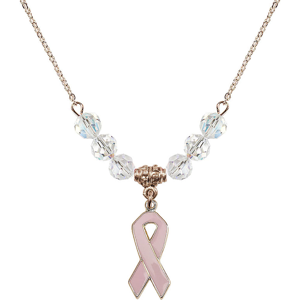 14kt Gold Filled Cancer Awareness Birthstone Necklace with Crystal Beads - 5151