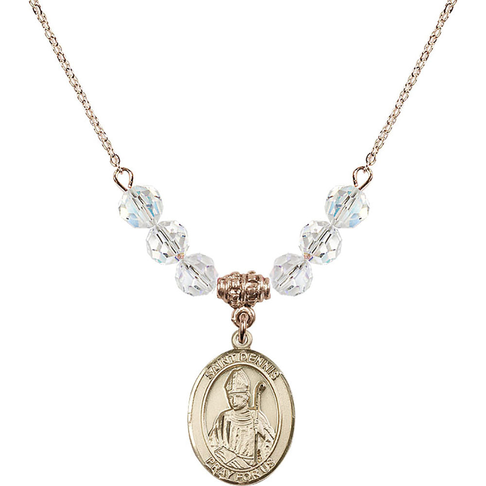 14kt Gold Filled Saint Dennis Birthstone Necklace with Crystal Beads - 8025