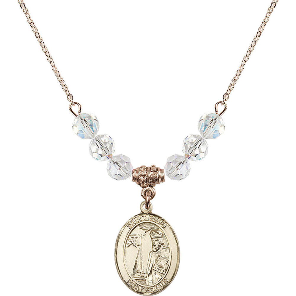 14kt Gold Filled Saint Elmo Birthstone Necklace with Crystal Beads - 8031