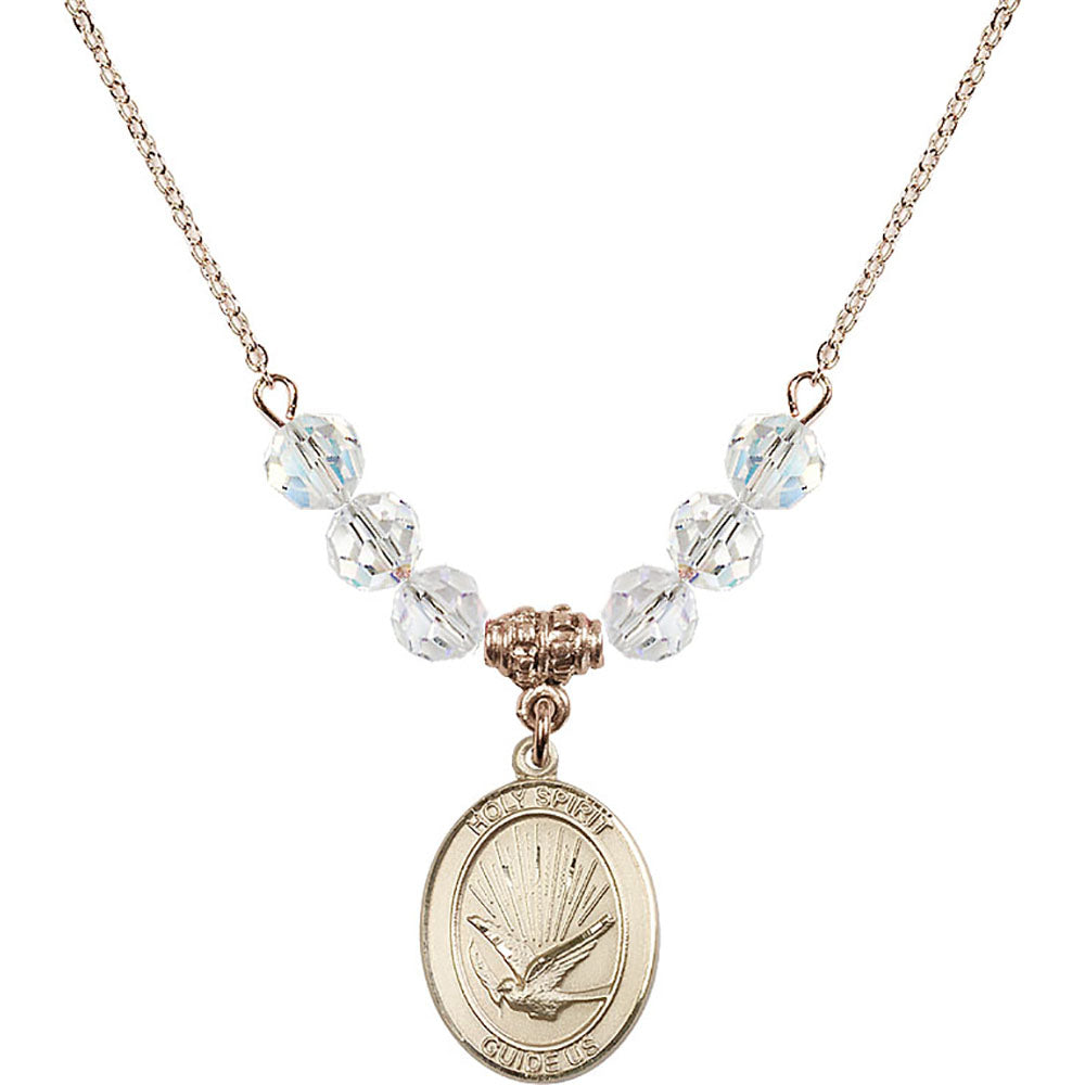 14kt Gold Filled Holy Spirit Birthstone Necklace with Crystal Beads - 8044