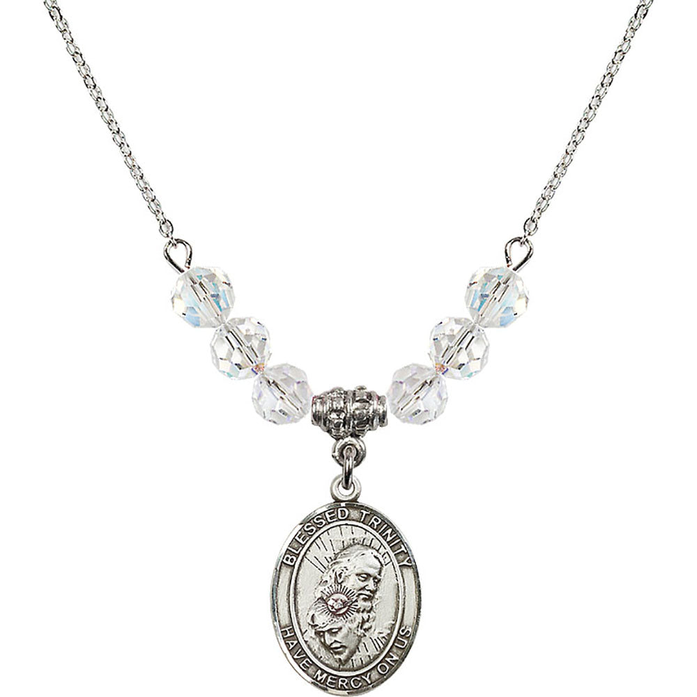 Sterling Silver Blessed Trinity Birthstone Necklace with Crystal Beads - 8249