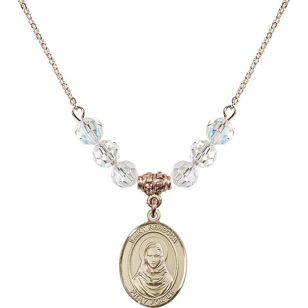 14kt Gold Filled Saint Rebecca Birthstone Necklace with Crystal Beads - 8252