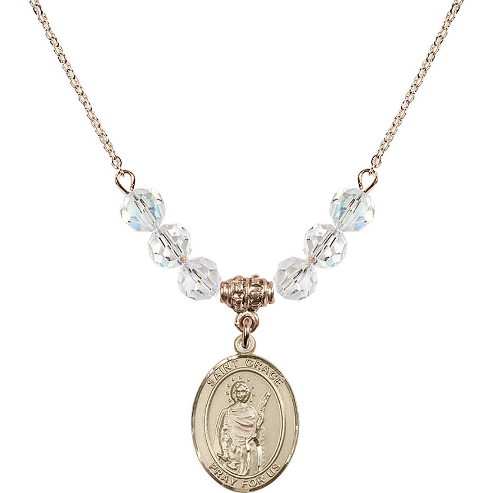 14kt Gold Filled Saint Grace Birthstone Necklace with Crystal Beads - 8255