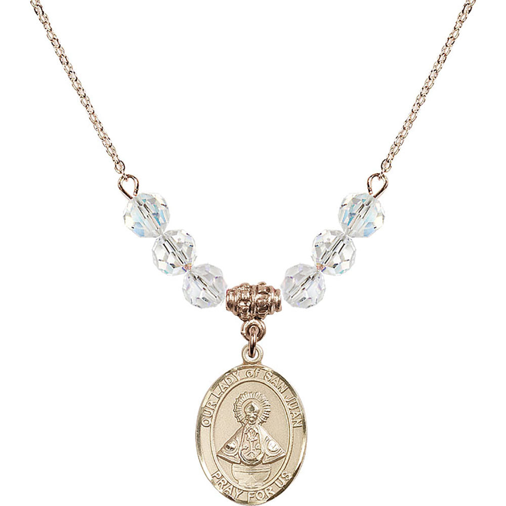14kt Gold Filled Our Lady of San Juan Birthstone Necklace with Crystal Beads - 8263