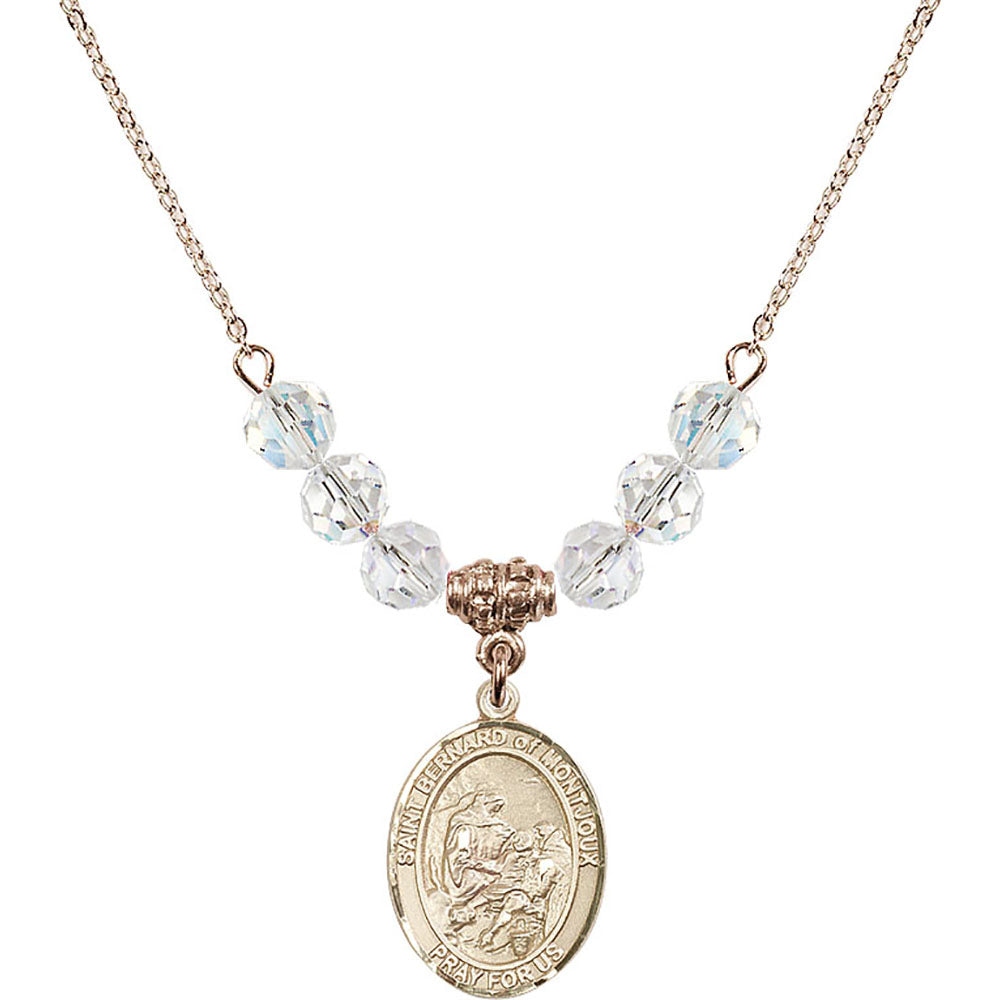 14kt Gold Filled Saint Bernard of Montjoux Birthstone Necklace with Crystal Beads - 8264