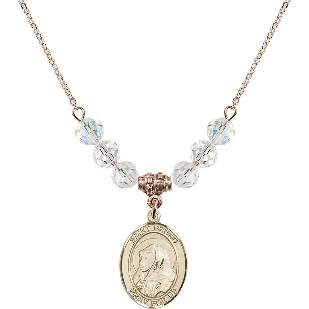 14kt Gold Filled Saint Bruno Birthstone Necklace with Crystal Beads - 8270