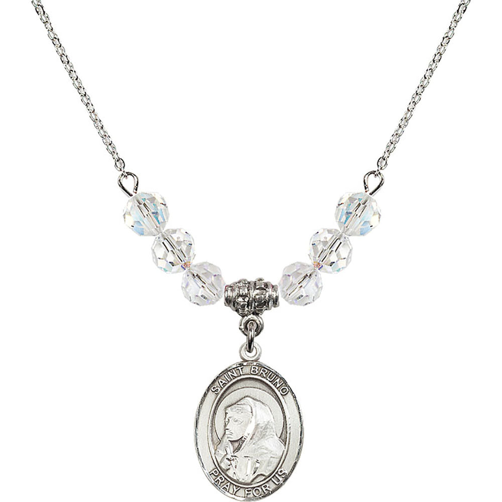 Sterling Silver Saint Bruno Birthstone Necklace with Crystal Beads - 8270