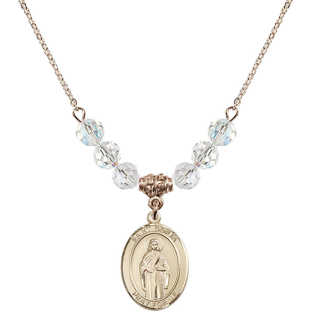 14kt Gold Filled Saint Odilia Birthstone Necklace with Crystal Beads - 8319
