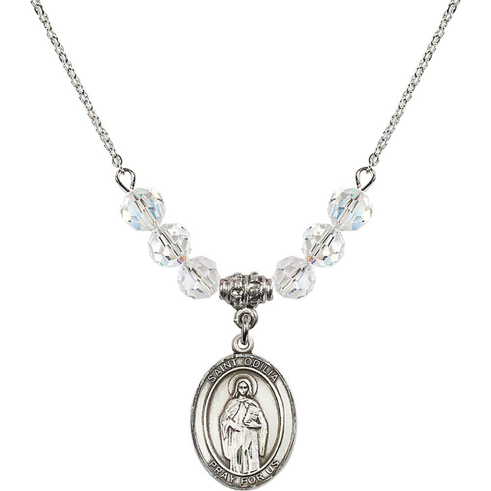 Sterling Silver Saint Odilia Birthstone Necklace with Crystal Beads - 8319