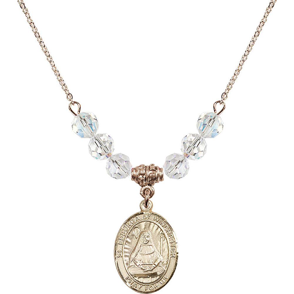 14kt Gold Filled Saint Edburga of Winchester Birthstone Necklace with Crystal Beads - 8324