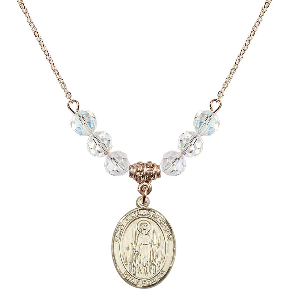14kt Gold Filled Saint Juliana of Cumae Birthstone Necklace with Crystal Beads - 8372