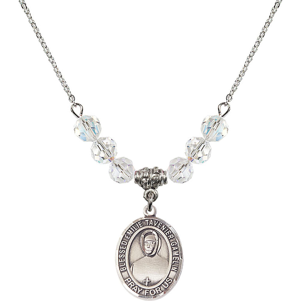 Sterling Silver Blessed Emilie Tavernier Gamelin Birthstone Necklace with Crystal Beads - 8437