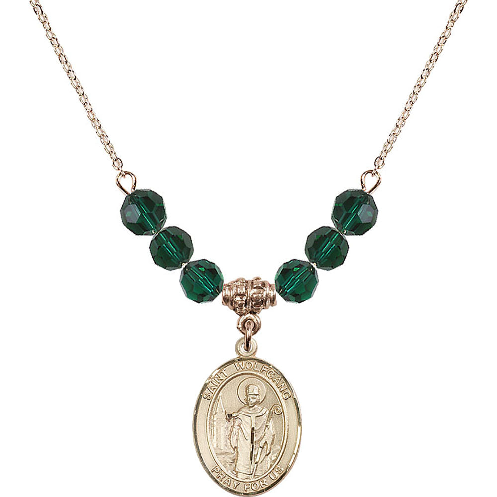 14kt Gold Filled Saint Wolfgang Birthstone Necklace with Emerald Beads - 8323