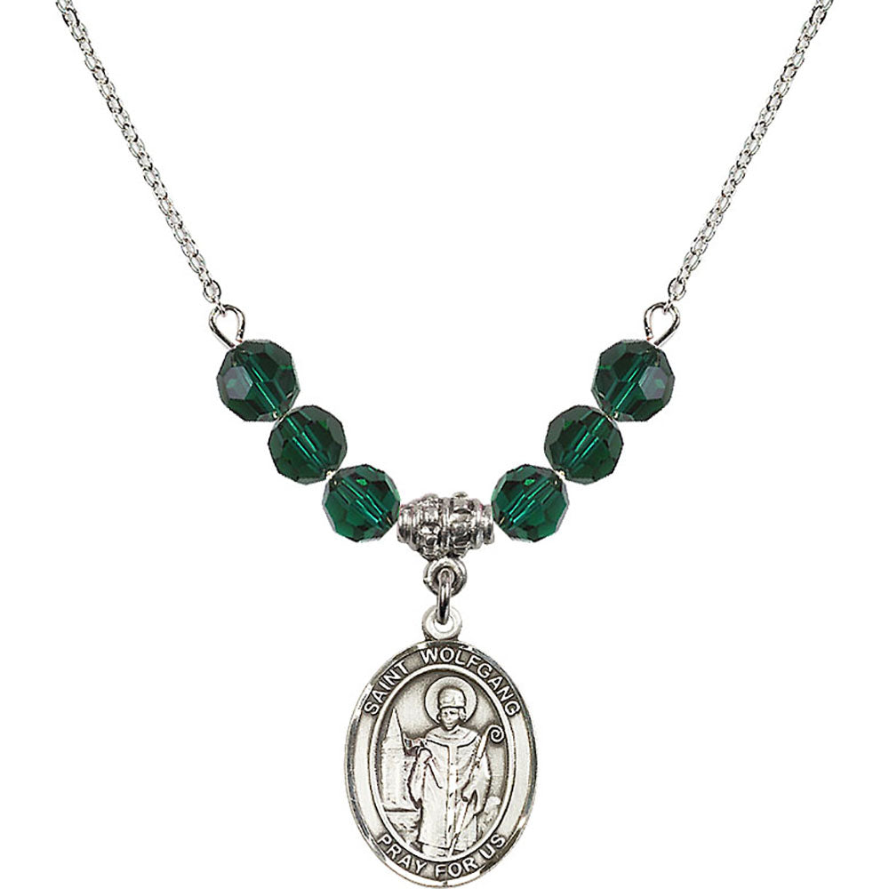 Sterling Silver Saint Wolfgang Birthstone Necklace with Emerald Beads - 8323