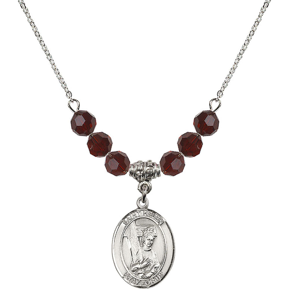 Sterling Silver Saint Helen Birthstone Necklace with Garnet Beads - 8043