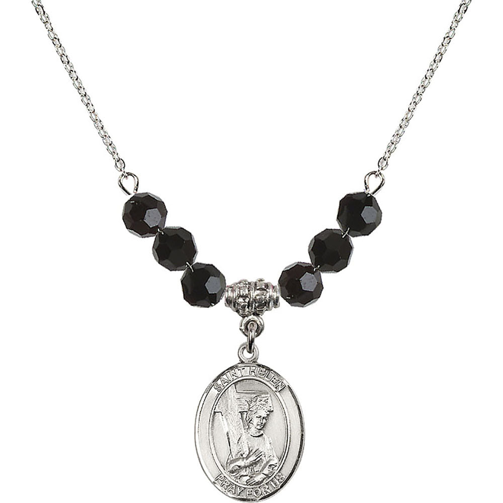 Sterling Silver Saint Helen Birthstone Necklace with Jet Beads - 8043