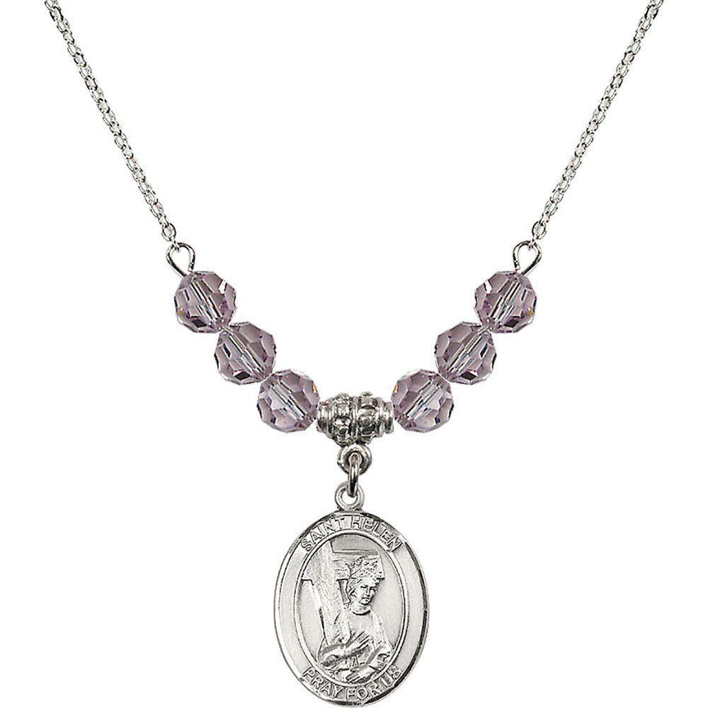Sterling Silver Saint Helen Birthstone Necklace with Light Amethyst Beads - 8043