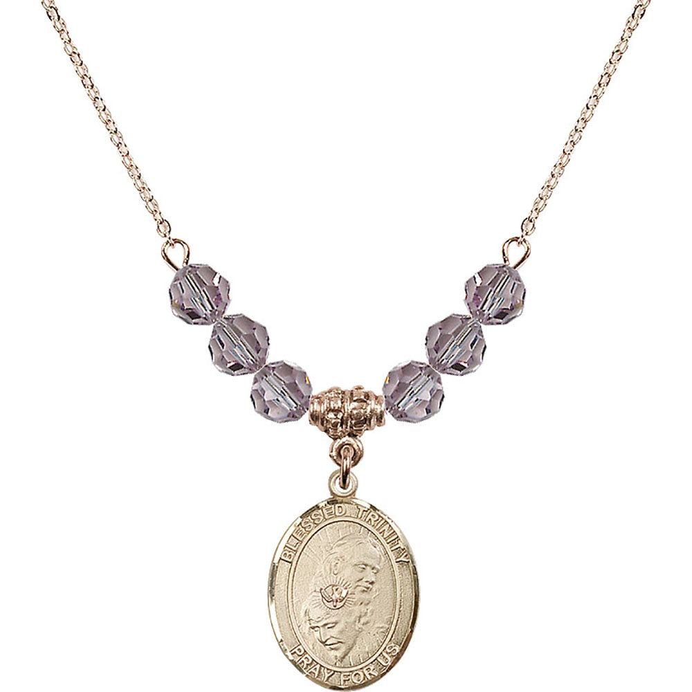 14kt Gold Filled Blessed Trinity Birthstone Necklace with Light Amethyst Beads - 8249
