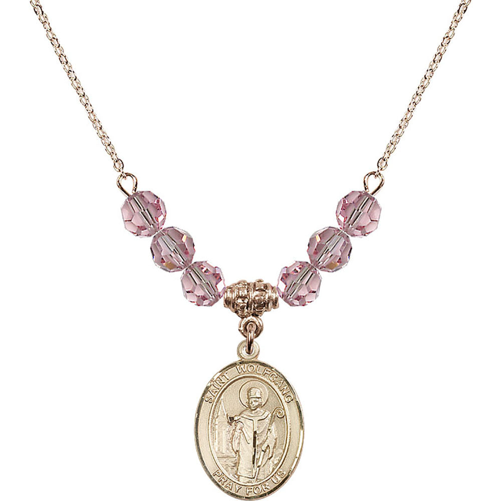 14kt Gold Filled Saint Wolfgang Birthstone Necklace with Light Rose Beads - 8323
